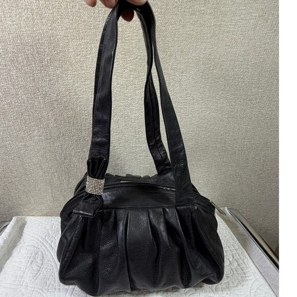 Renato Angi Women’s Black Soft Genuine Leather Shoulder Bag Purse Italy Made - Picture 1 of 14